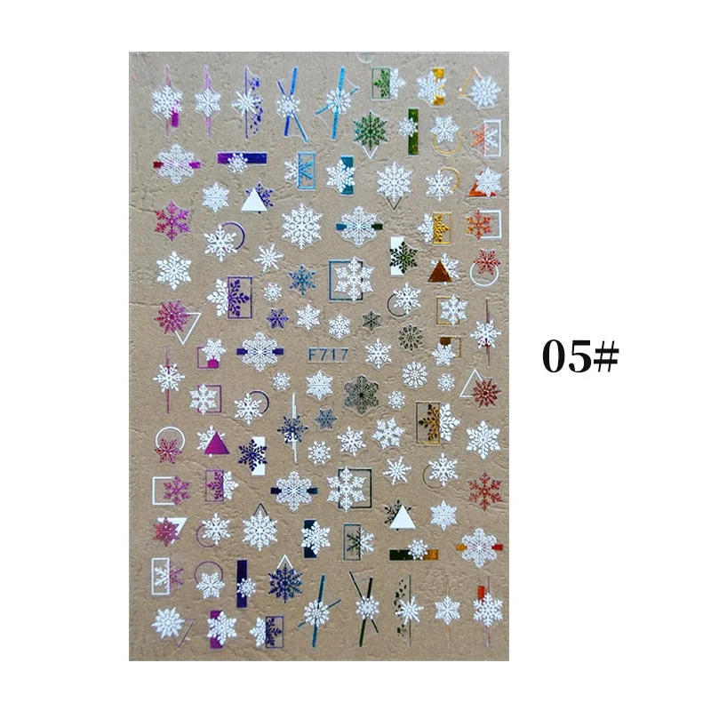 2021 NEW Christmas Slider Nail Art Water Decals Decoration Snowflake Nail Art Sticker DIY Manicures Water Transfer Foil Xmas Gif-Nail Inspo