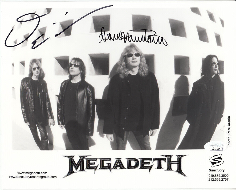 Dave Mustaine David Ellefson signed autographed 2001 Megadeth 8x10 B&W Photo Poster painting JSA