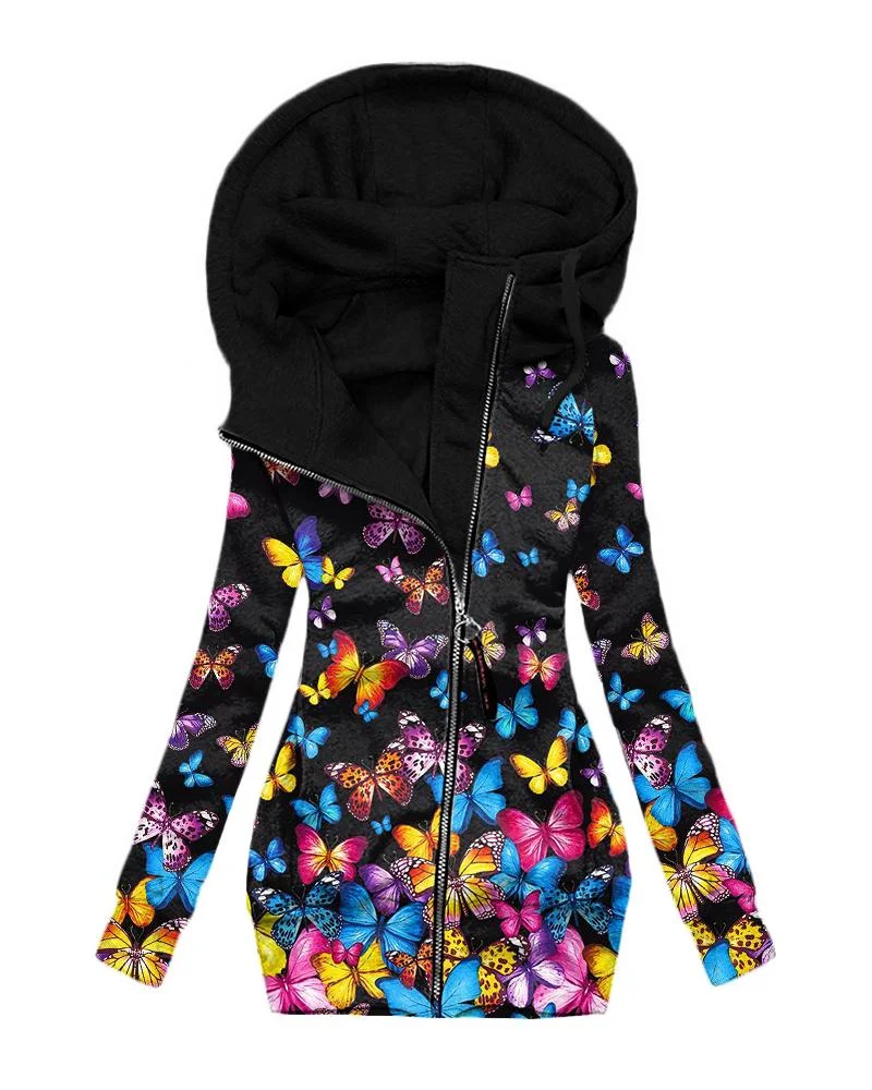 Women's Daily Vintage Print Hoodie-082615