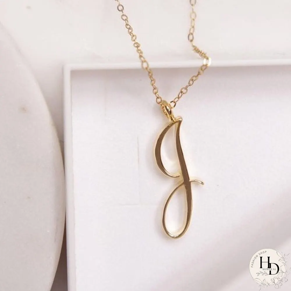 Letter Name Necklace Alphabet Initial Cursive Gold Silver Personalized Bridesmaid Gift