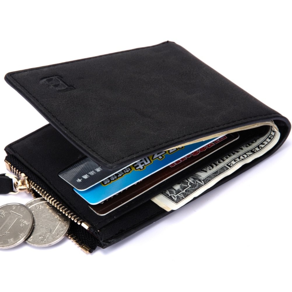 Vintage Zipper Men Wallets Leather Wallet Money Bag Credit Card Holder Dollar Bill Wallet Clutch Purse for Boy Use Short Wallets US Mall Lifes