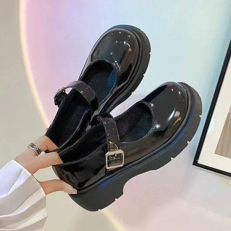 Breakj Breakj Jane Small Leather Shoes Retro Thick Soles Of High-Lefford Shoes 2025 New Casual Fashion Match Niche Women's Shoes