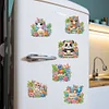 (US Only)6pcs 2D Flat Hello Summer DIY Diamond Painting Fridge Magnets for Home Decor