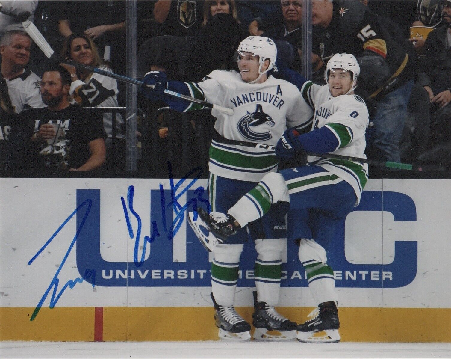 Vancouver Canucks Bo Horvat Brendan Leipsic Signed Autographed 8x10 Photo Poster painting COA