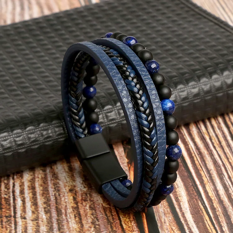 BrosWear Men's Casual Beaded Woven Bracelet