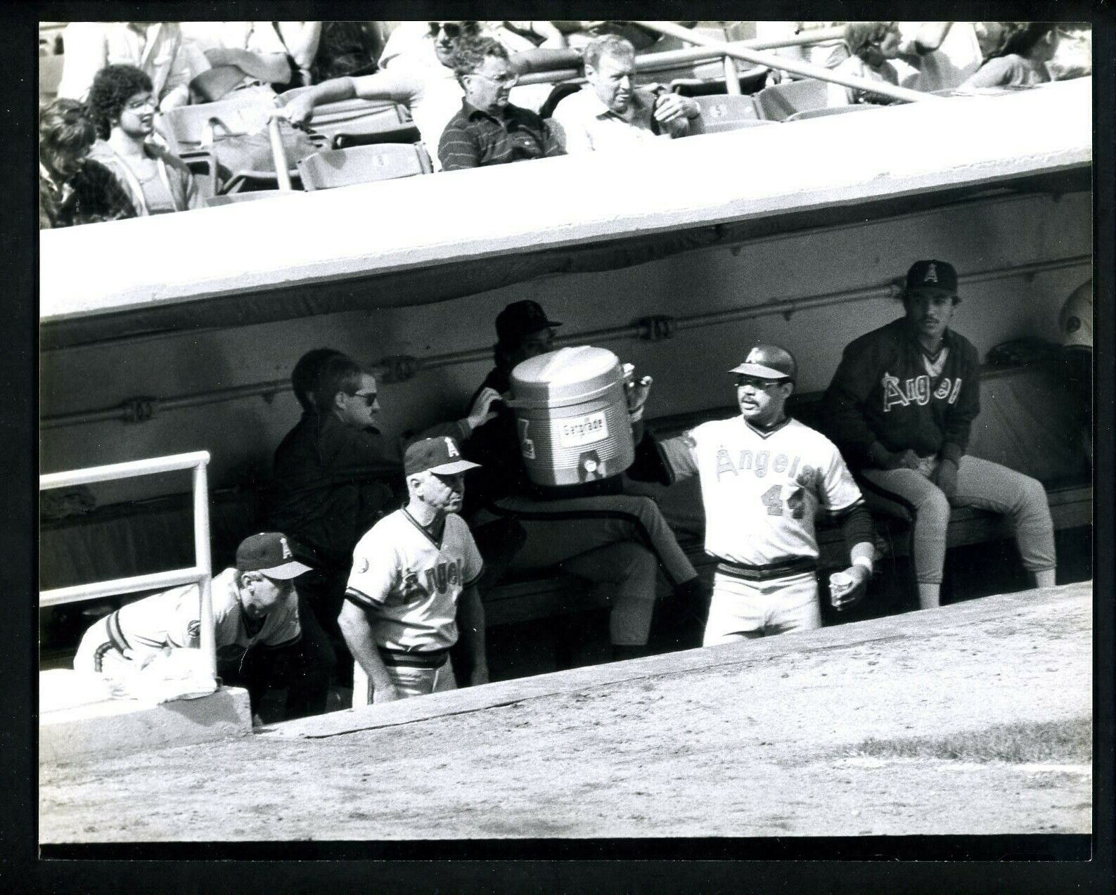 Reggie Jackson & Gene Mauch circa 1980s Press Original Photo Poster painting California Angels