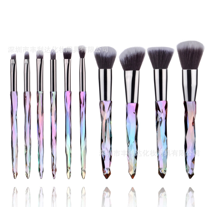 Minimalist Pink Purple Blue Arylic Artificial Fiber Acrylic Handle Makeup Brushes 1 Set