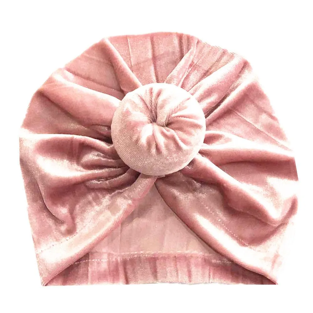 2019 Brand New Toddler Kids Baby Girls Velvet Hats Big Bow Solid Hairband Headband Stretch Turban Knot Head Wrap 17*16.5cm
