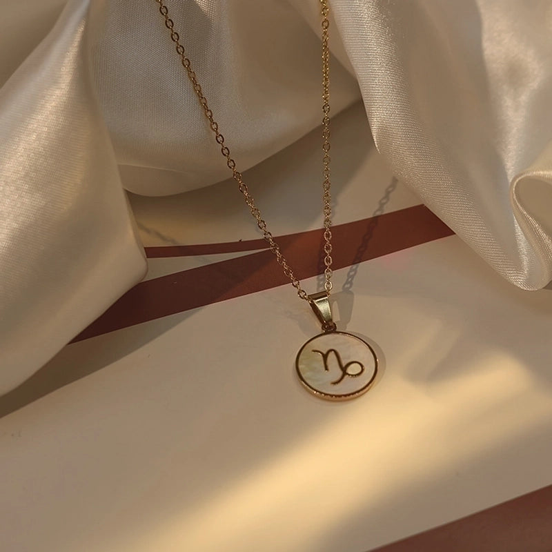 Stainless Steel 18K Gold Plated Basic Plating Constellation Shell Pendant Necklace
