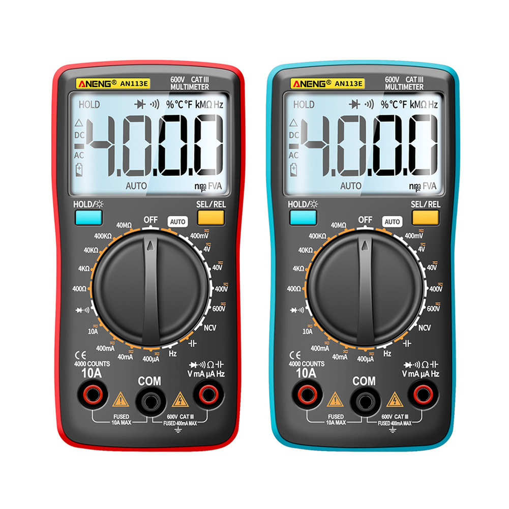 

ANENG AN113E 4000 Counts Digital Multimeter AC DC Voltmeter Ammeter Meter, Red, 501 Original