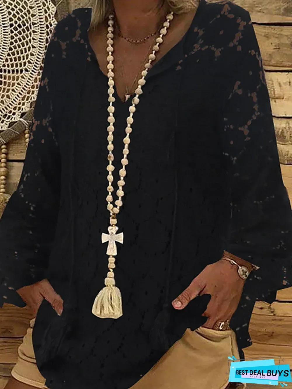 Women's Blouse Shirt Solid Colored Long Sleeve Lace Hollow Round Neck Tops Lace Basic Top White Black-826