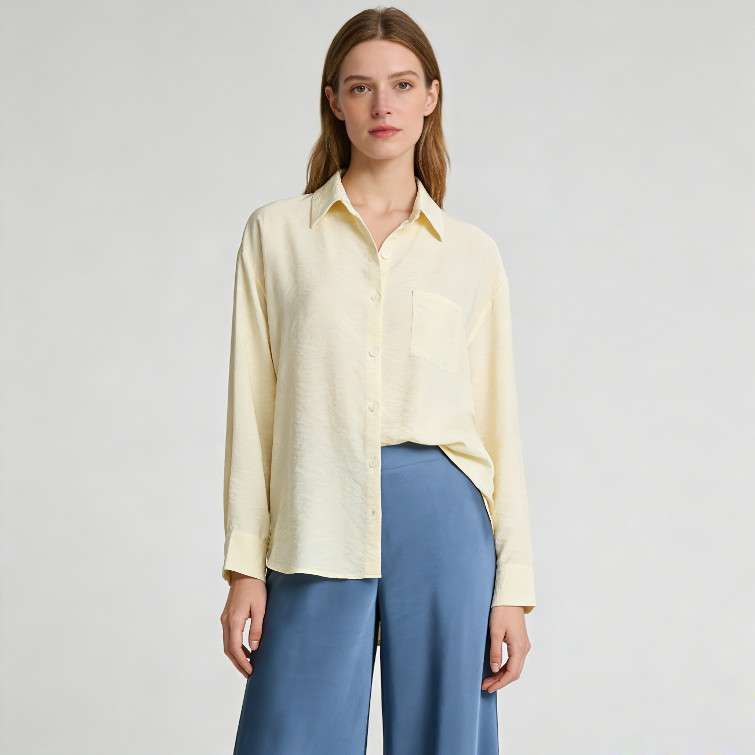 Long Sleeve Dry Silk Shirt Loose  REAL SILK LIFE
