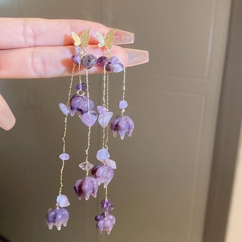 1 Pair Glam Luxurious Lady Flower Butterfly Copper Inlay Zircon Drop Earrings