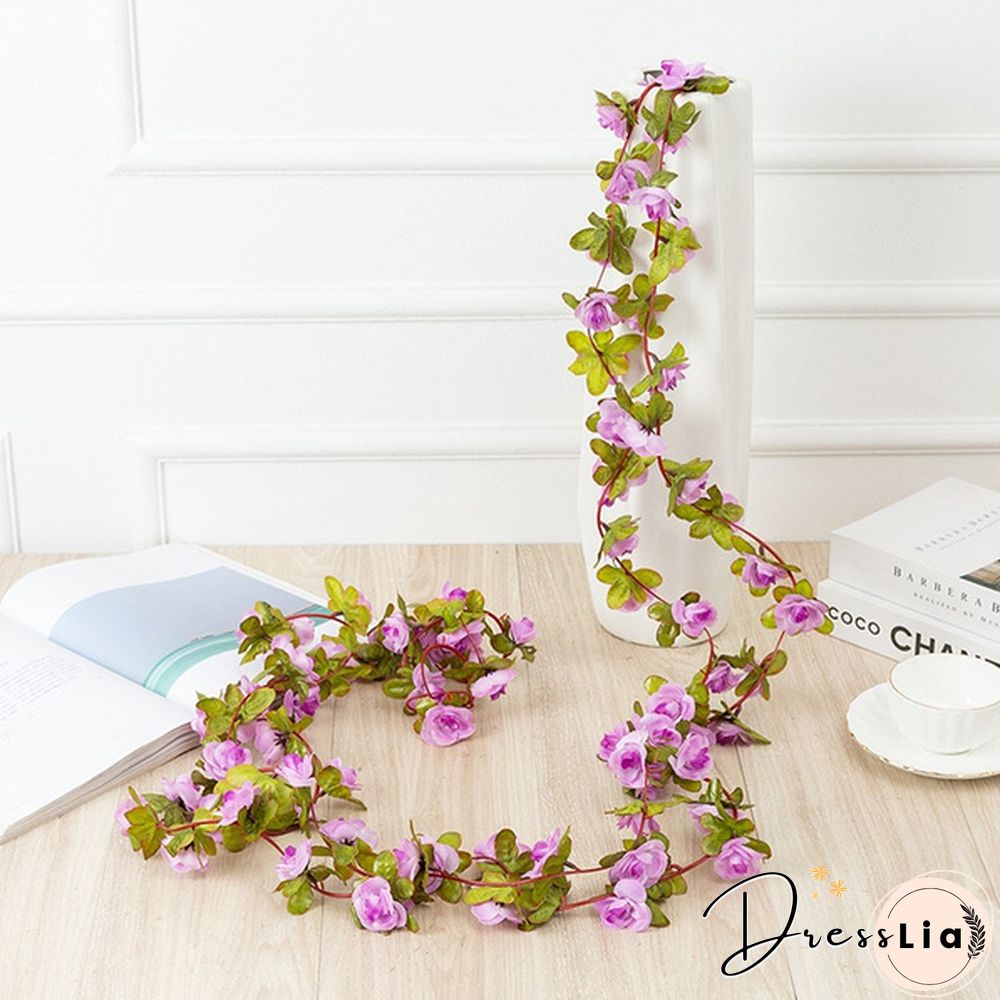 250Cm Rose Artificial Flowers Christmas Garland For Wedding Home Room Decoration Spring Autumn Garden Arch Diy Fake Plant Vine