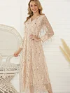Fringed Sequined See-Through V-neck Maxi Dress