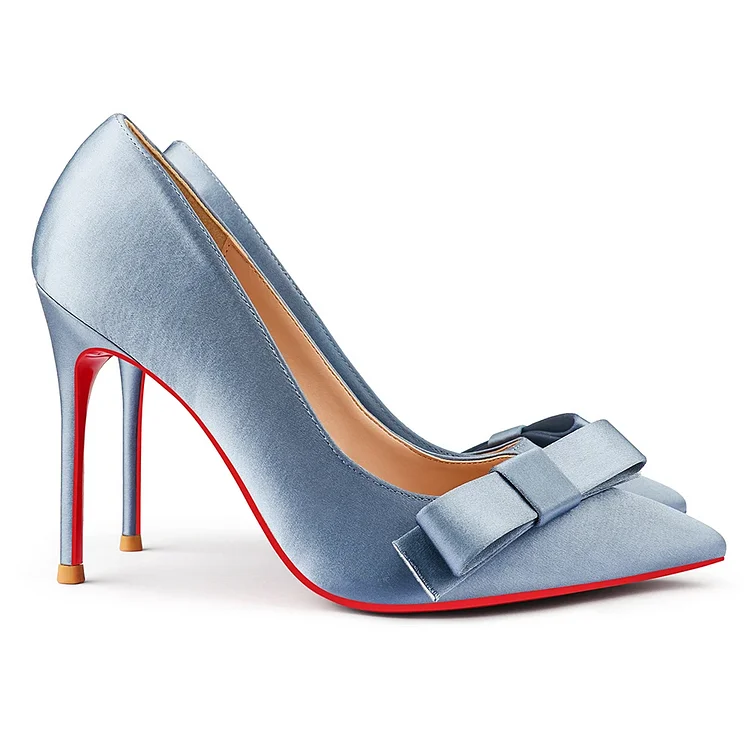 100mm Bow Fashion High Heels Sexy Prom Red Bottom Silk High Heels Stiletto Heels VOCOSI VOCOSI