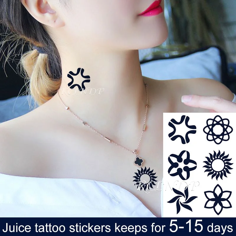 Waterproof Temporary Juice Ink Sticker Sun Totem Dragon Phoenix Small Element Fruit Gel Long Lasting Tattoo for Men Women girl