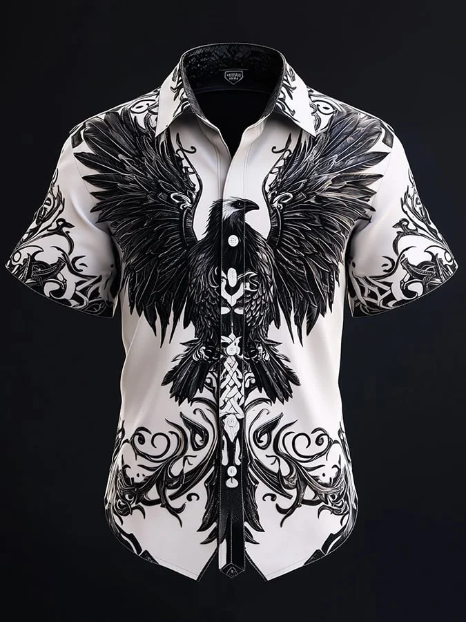 Men's Viking Dark Raven Print Shirt 