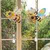 2Pcs Diamond Painting Acrylic Double Sided Honrybee Wind Chime Suncatcher with Crystal Hanging Pendant