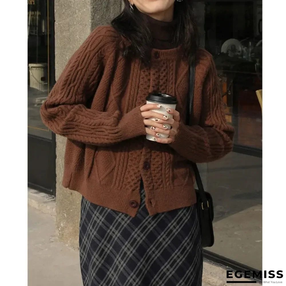 Casual Vintage Knitted Solid Sweater | EGEMISS