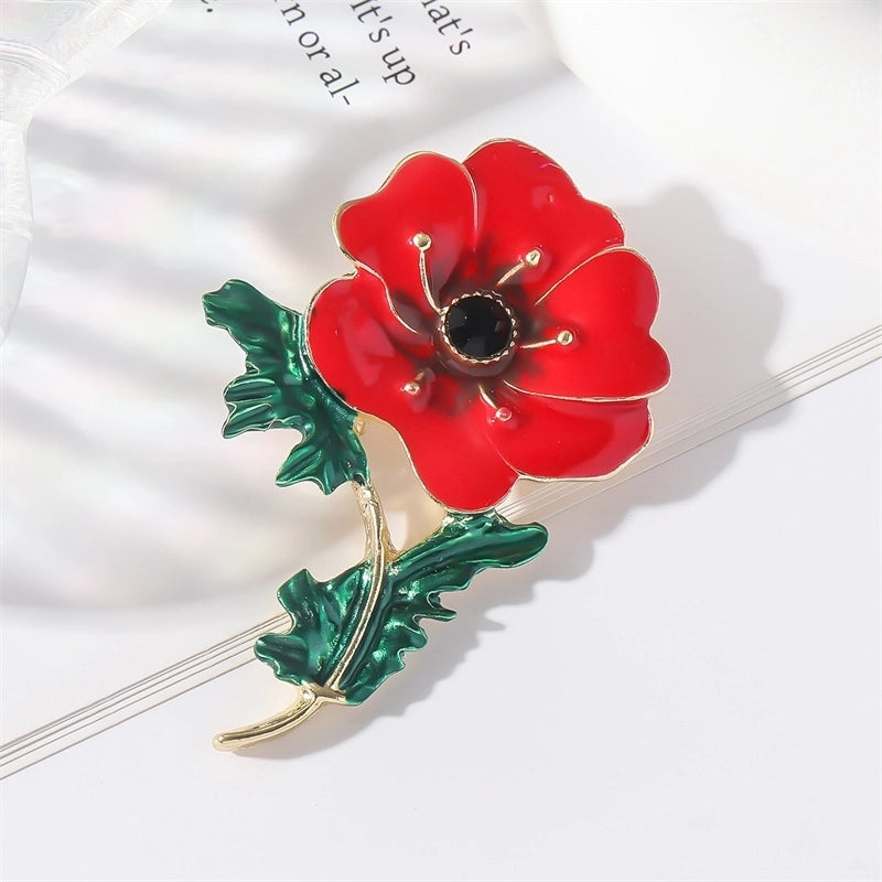 1 Brooch Enamel Drop Oil Red Flower Brooch