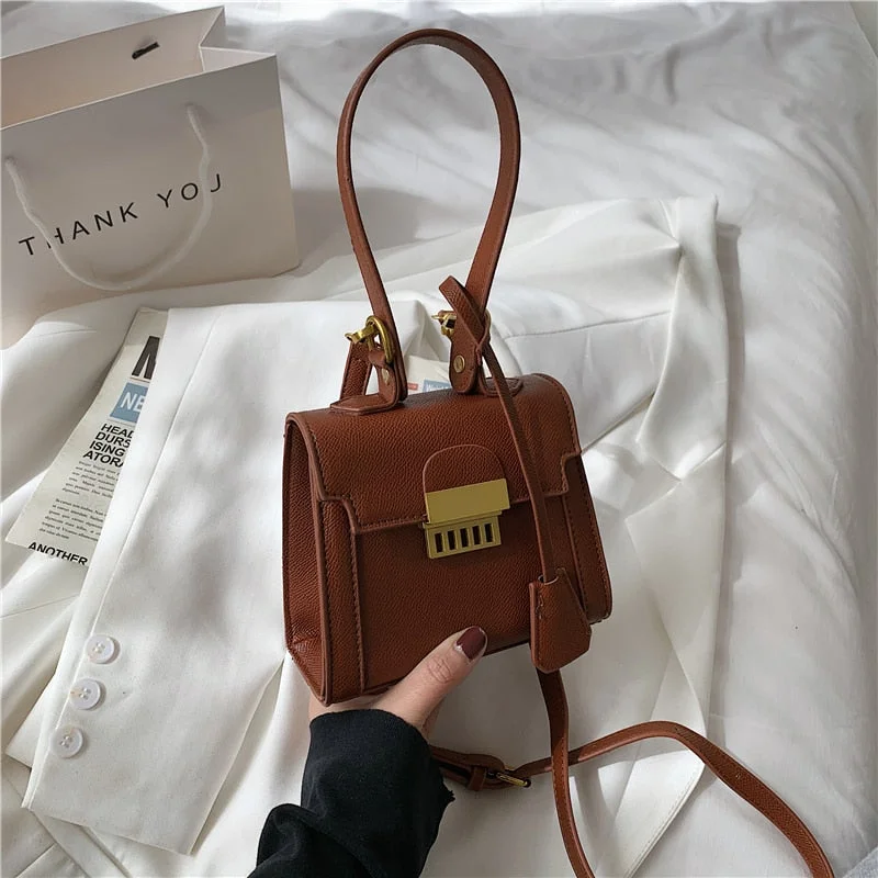 էѧӧܧ Luxury lock small square bag shoulder bag PU Leather for Women 2021 Summer Handbag Brand Luxury Crossbody Purses