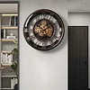 Retro gear mechanical wall clock, 2025 new style, light luxury, high-end artistic French vintage clock for living room