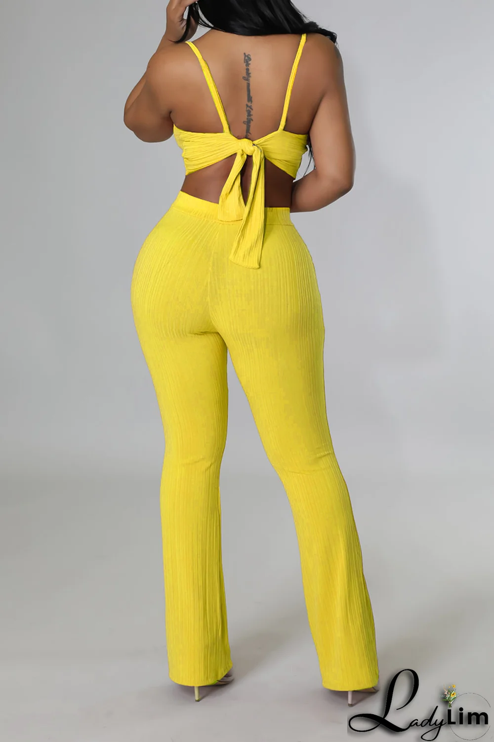 White Fashion Solid Patchwork Spaghetti Strap Sleeveless Two Pieces