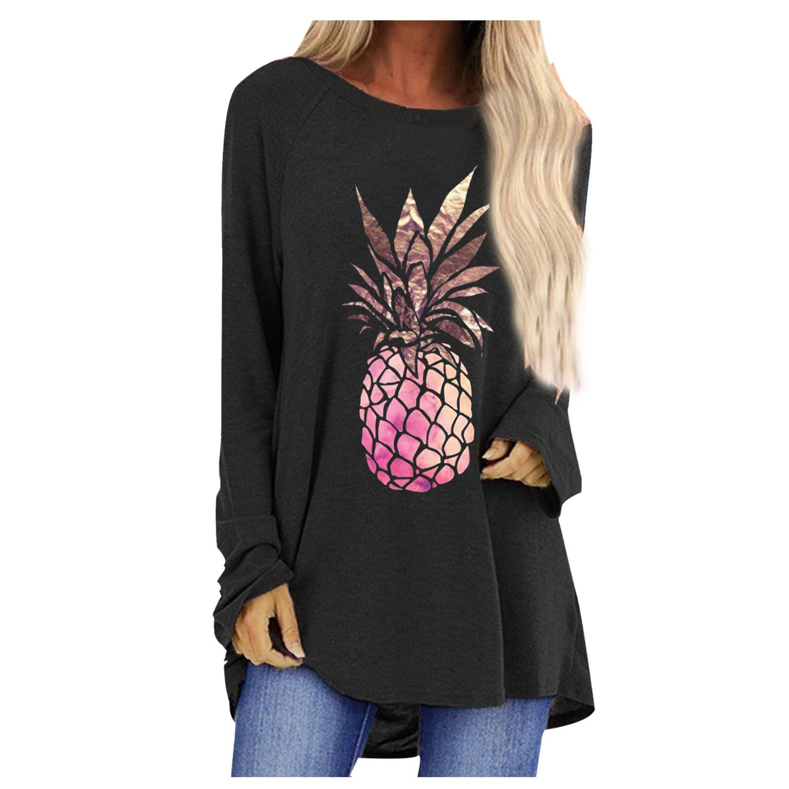 Fashion Pineapple Print Women's T-Shirt Sweatshirts O-neck Plus Size Women's Sweatshirts Harajuku T-Shirt