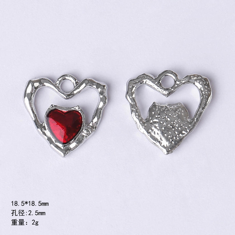 20 PCS/Package 22 * 9mm Alloy Cherry Heart Shape Rose Pendant Jewelry Accessories