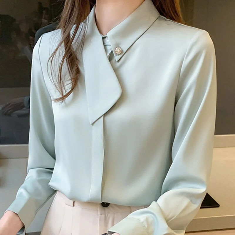Blouses Femme Long Sleeve Chiffon Blouse Shirt Blouse Women Blusas Women Blusas Mujer De Moda 2023 Turn Down Collar Blouse Tops Blusas E234
