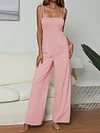 Solid Color Spaghetti-neck Jumpsuits
