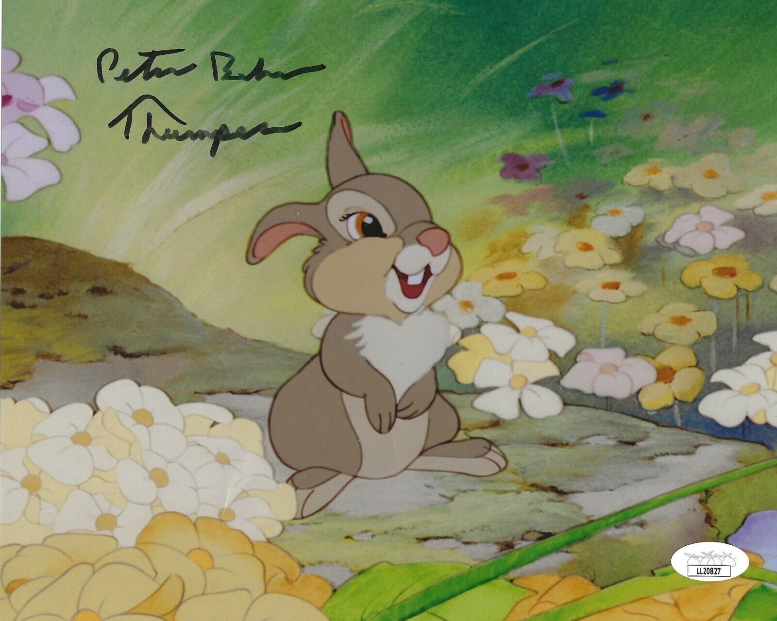 Peter Behn signed Disney Bambi Thumper Voice 8x10 Photo Poster painting autographed JSA