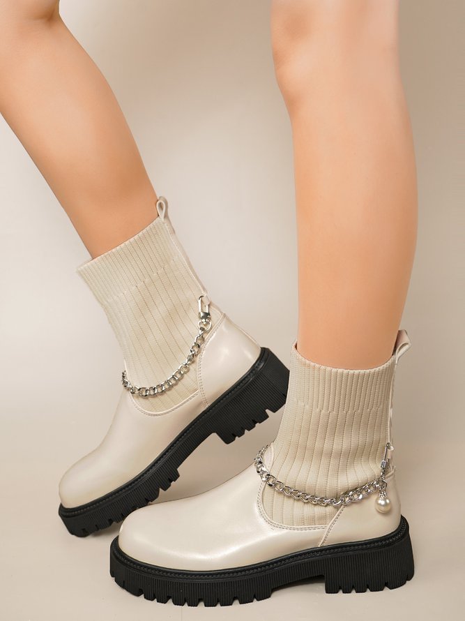 Simple Chain Pearl Socks Sock Boots CS595- Fabulory