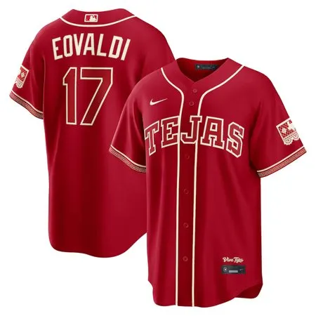 Men's Texas Rangers #17 Nathan Eovaldi Red 2026 City Connect Stitched Jersey