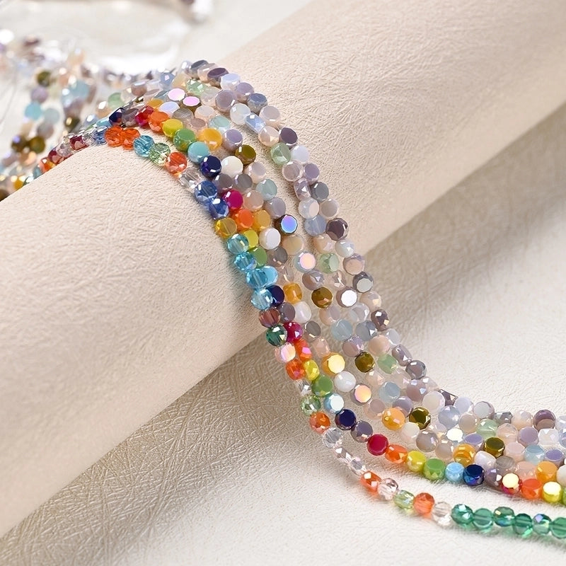 5 Strands/Package 4x2.5mm Hole Under 1mm Glass Electroplate Glass Beads Colorful Simple Candy Beads