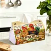 (24cm)Diamond Art Tissue Box Cover DIY PU Desktop Organizer Large(farm chicken)