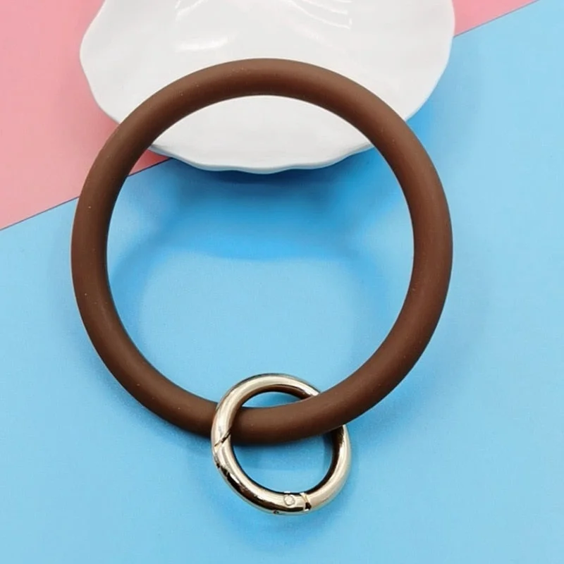 Dvacaman Hot Sale Big O Shaped Silicone Loop Wrist Key Ring Keychain with Gold O Clasp Round Key Wrist Strap Accessory Wholesale