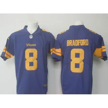 Men's  Vikings #8 Sam Bradford Purple Limited Rush Stitched NFL Jersey