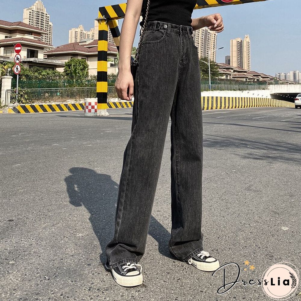 Woman Jeans High Waist Clothes Wide Leg Denim Clothing Blue Streetwear Vintage Quality Fashion Harajuku Straight Pants