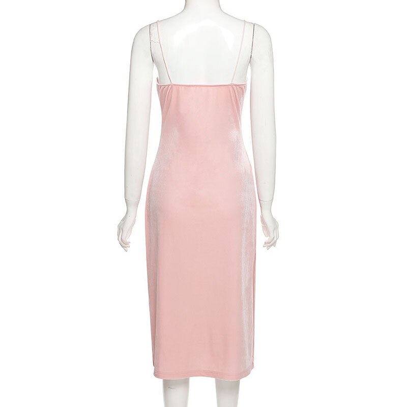  Pink Y2K Dress Up Party Spaghetti Strap Sexy Split Out Solid Straight Sliver Summer Dress Female Elegant Pajamas 2025 New