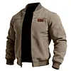 Men's Vintage Suede Stand Collar Jacket Baseball Collar Thin Jacket by Inlyline