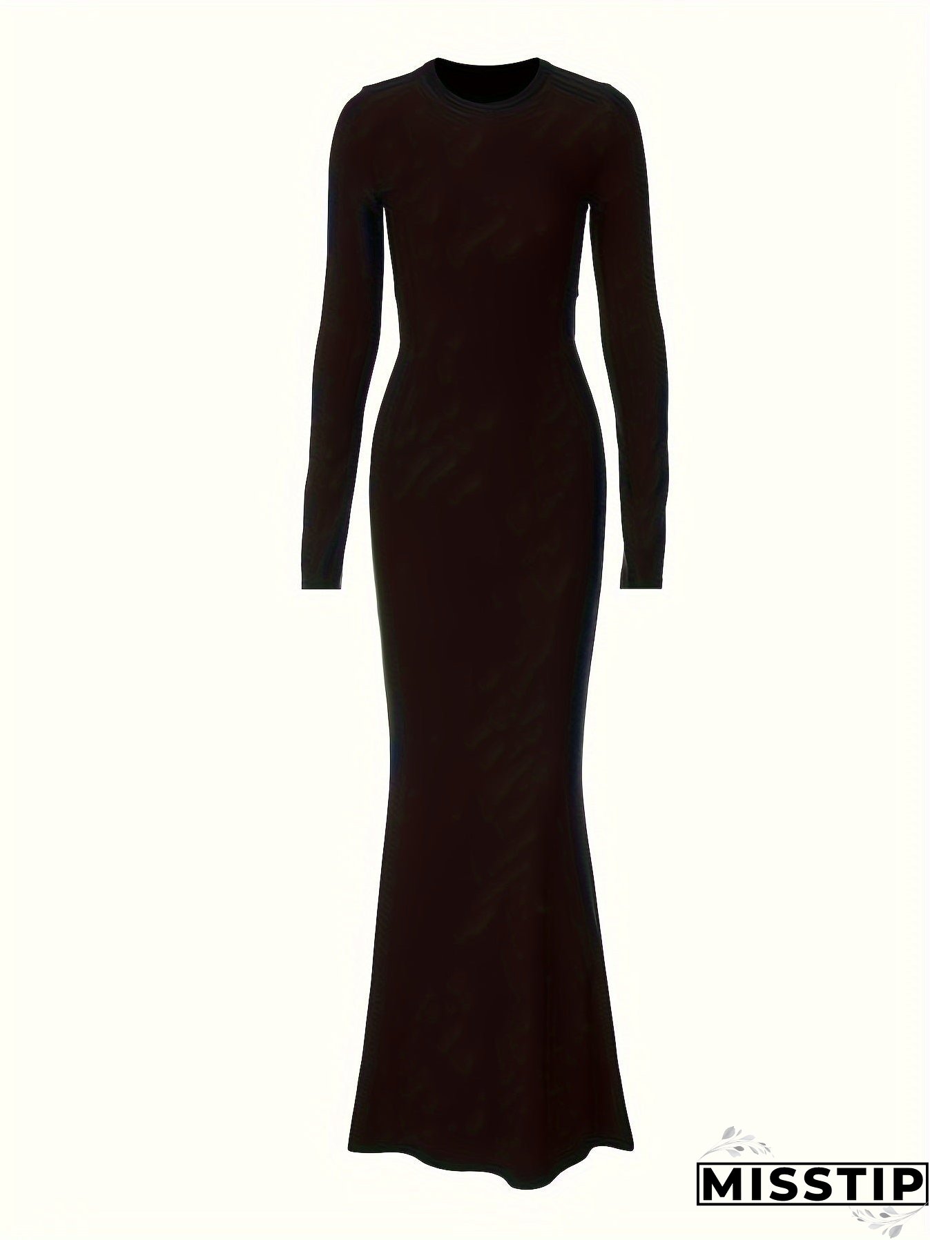 Slim Solid Color Dress, Elegant Long Sleeve Dress For Spring & Fall, Women's Clothing