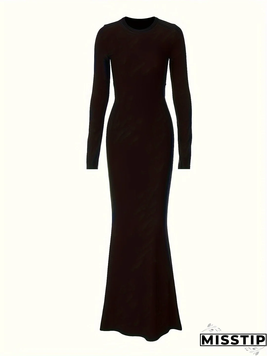 Slim Solid Color Dress, Elegant Long Sleeve Dress For Spring & Fall, Women's Clothing