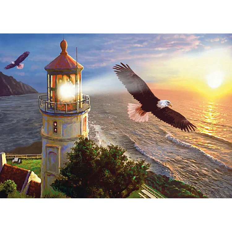 Eagle and Lighthouse - Full Round - Diamond Painting (40*30cm)