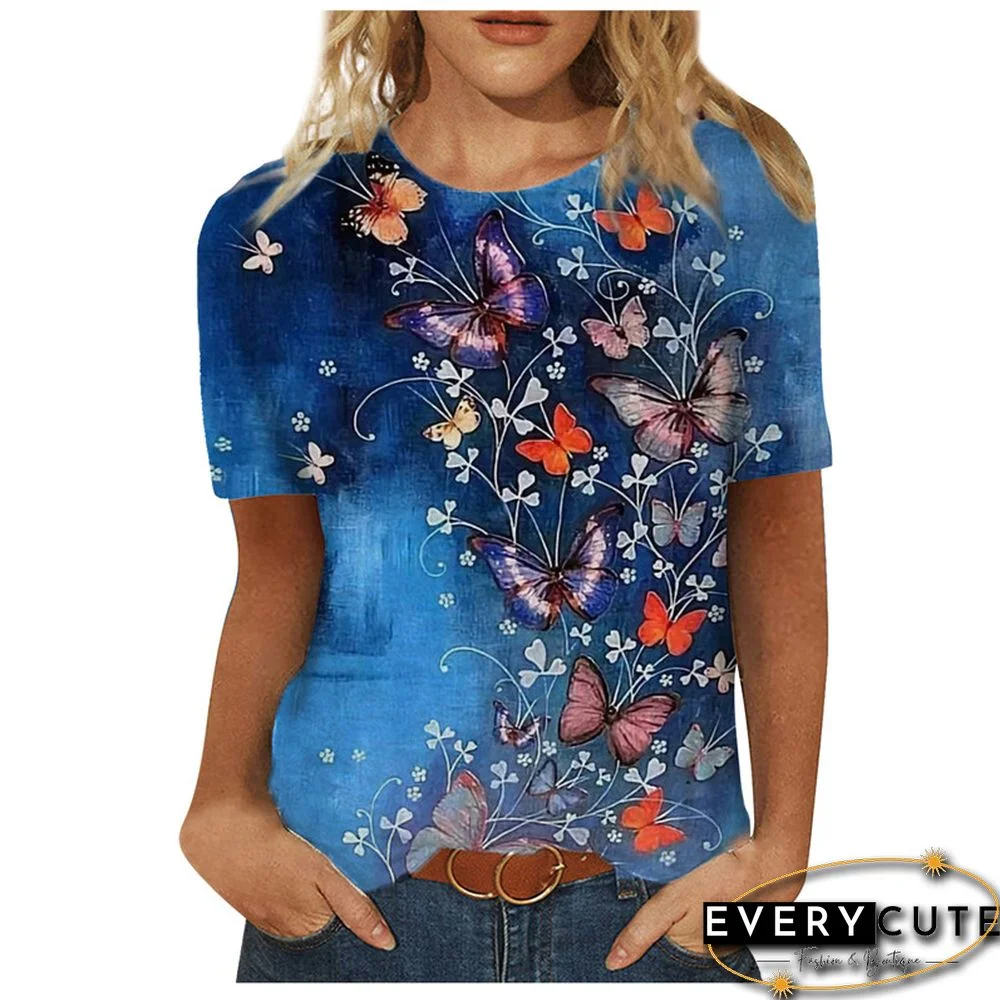 Women 3D Landscape Painting Positioning Sunflower Print T Shirt New Summer Vintage Casual Short Sleeve O-Neck Size Top