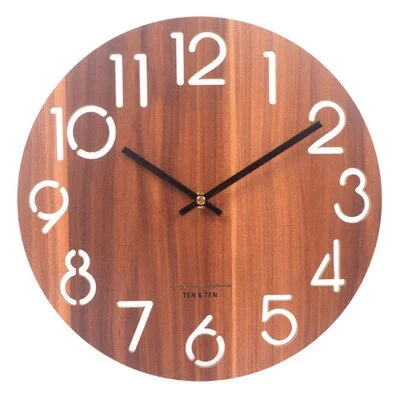 Nordic Retro Wooden Wall Clock Corridor Living Room Decoration Solid Wood Quiet Clocks Hanging Wall Watch Cafe Store Home Decor