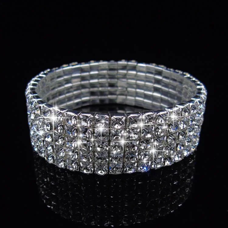 Shining single or multi-row elastic bracelet-zachics
