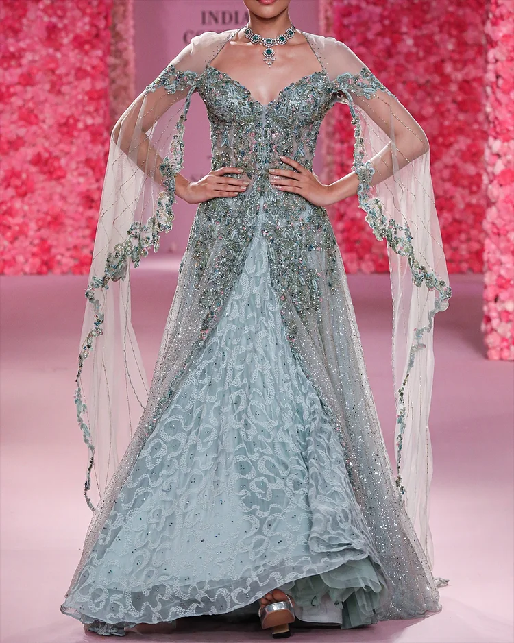 Women's Shawl Mesh Sequined Tassel Dress
