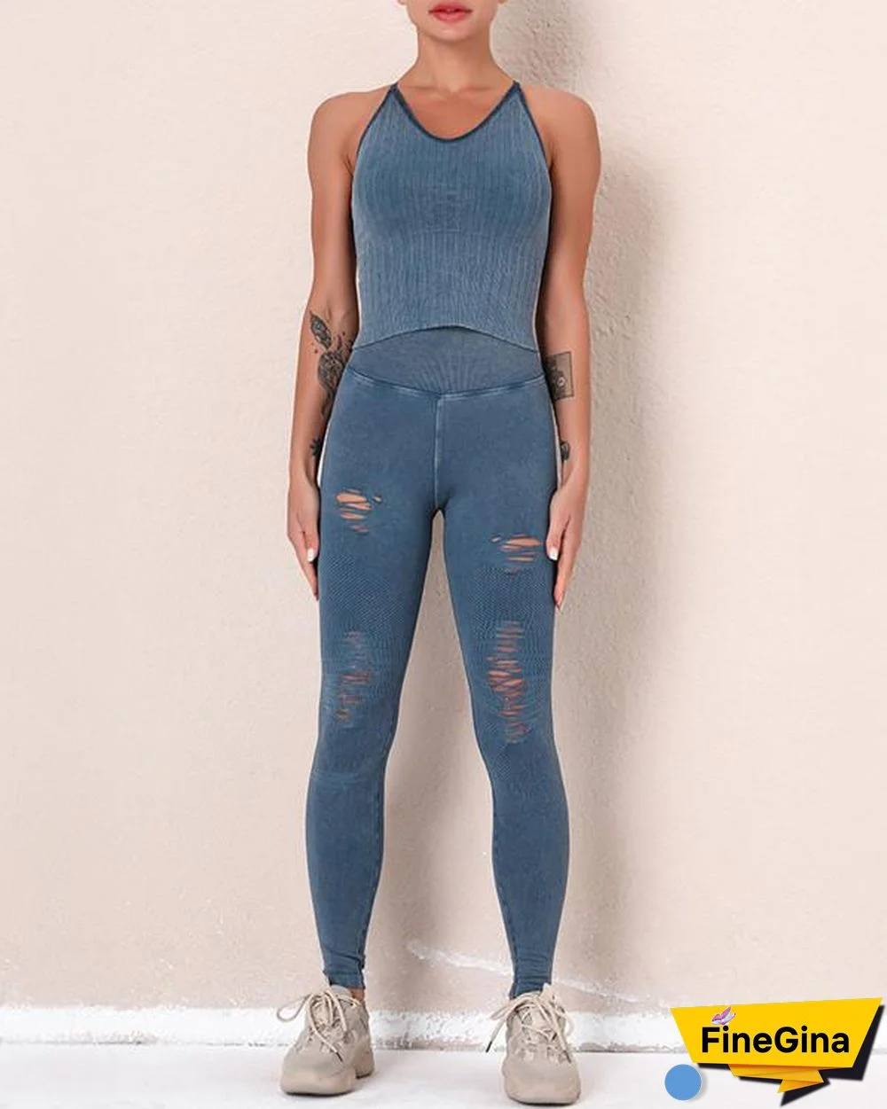 New Fitness Legging Yoga Pants & Vest Suit
